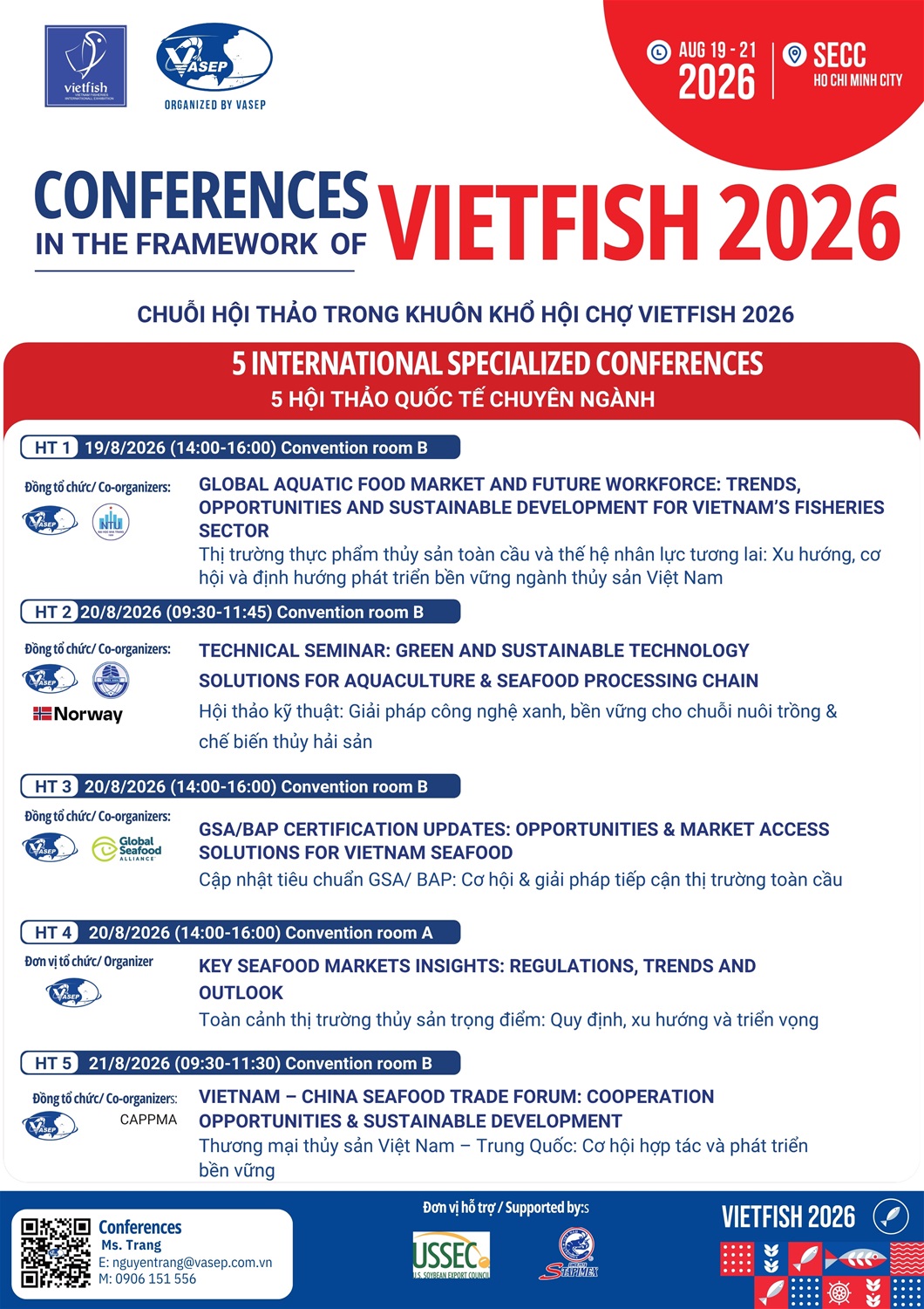5 hội thảo chuyên ngành tại Vietfish 2026 Cập nhật thị trường công nghệ tiêu chuẩn và cơ hội hợp tác
