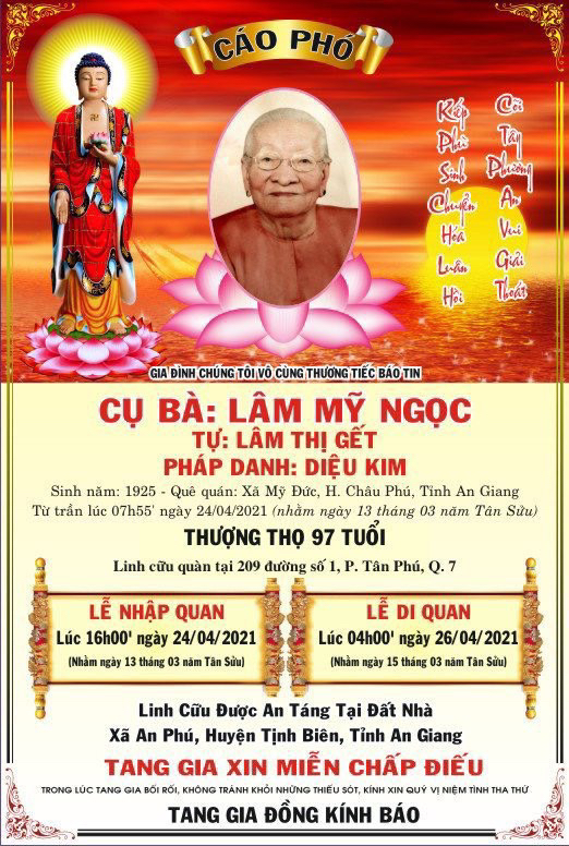 TIN BUỒN Cụ thân mẫu bà Trương Thị Lệ Khanh – Phó Chủ tịch Hiệp hội VASEP, từ trần