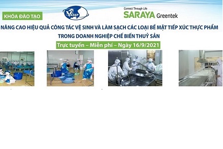 Mời tham dự khóa đào tạo trực tuyến Nâng cao hiệu quả vệ sinh và làm sạch các bề mặt tiếp xúc thực phẩm trong DN chế biến thủy sản.