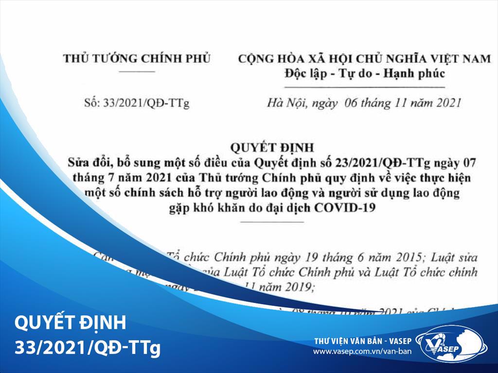 Sửa Quyết định 232021QĐ-TTg về hỗ trợ người lao động, NSDLĐ khó khăn do Covid-19