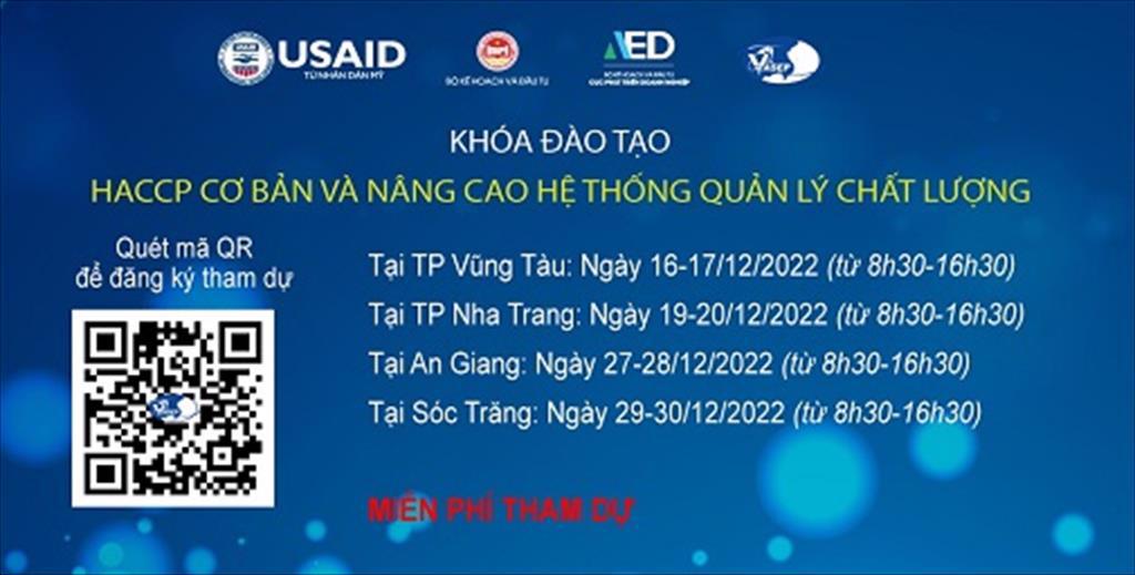 Mời tham dự khóa tập huấn HACCP cơ bản và nâng cao hệ thống quản lý chất lượng” 