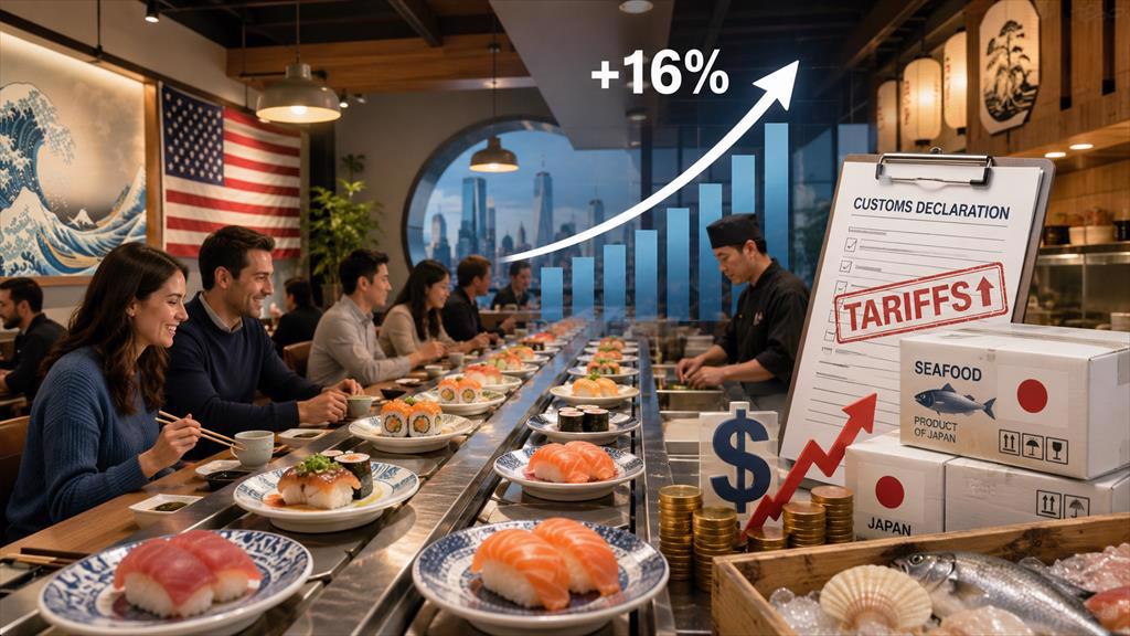 Chuỗi sushi Nhật tại Mỹ tăng doanh số 16 nhưng chịu sức ép từ thuế quan nhập khẩu