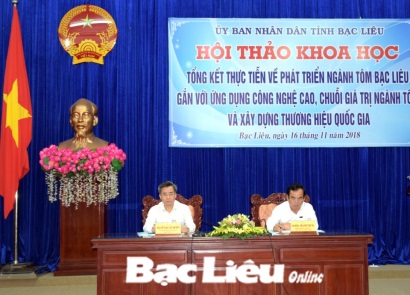 Hội thảo khoa học tổng kết thực tiễn về phát triển ngành tôm Bạc Liêu gắn với ứng dụng công nghệ cao