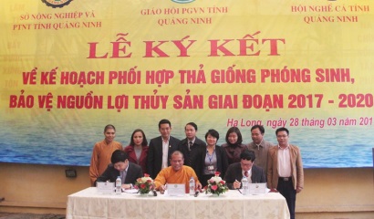 Quảng Ninh Ký kết triển khai kế hoạch thả giống phóng sinh, bảo vệ nguồn lợi thủy sản 2017-2020