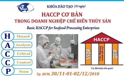 Mời tham dự khóa đào tạo “HACCP cơ bản trong doanh nghiệp chế biến thủy sản”