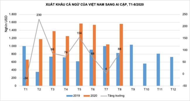 Cá ngừ Việt Nam xuất khẩu sang Ai Cập tăng 65%