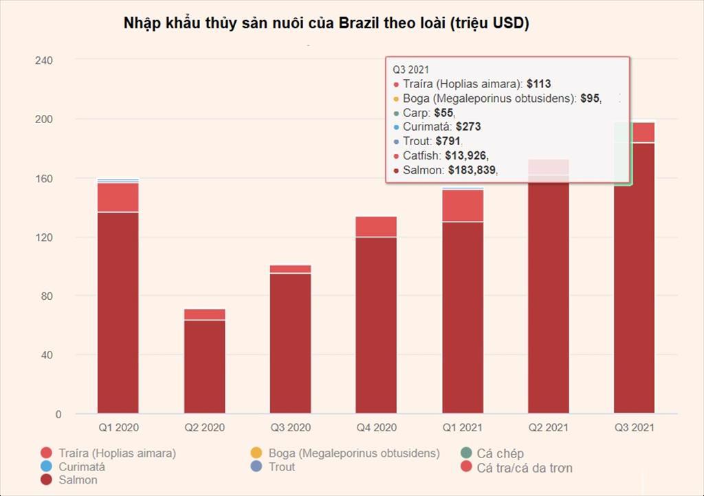 Brazil Nhập khẩu cá hồi cá da trơn tăng trong quý 3